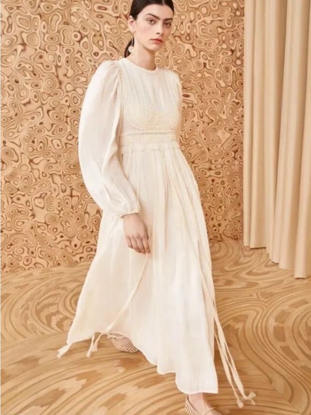 Ulla Johnson Cream Long-Sleeve Maxi Dress